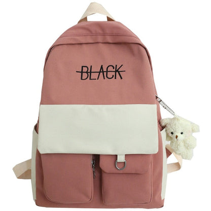 Cyflymder New Student Women Cute Backpack Harajuku Cotton Fabric Female Fashion School Bag Girl Luxury Book Kawaii Backpack Lady Bag Black