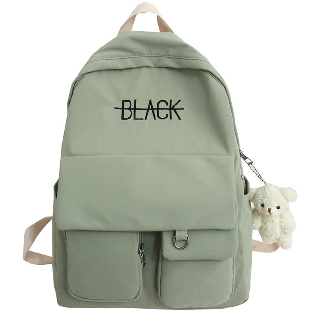 Cyflymder New Student Women Cute Backpack Harajuku Cotton Fabric Female Fashion School Bag Girl Luxury Book Kawaii Backpack Lady Bag Black