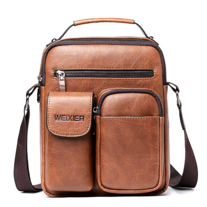 Cyflymder Men Shoulder Bag for 10.5" iPad Large Men Handbag PU Leather Man Shoulder Crossbody Bags Business Travel Man Messenger Bag Brown Gifts for Men