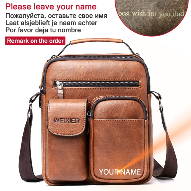 Cyflymder Men Shoulder Bag for 10.5" iPad Large Men Handbag PU Leather Man Shoulder Crossbody Bags Business Travel Man Messenger Bag Brown Gifts for Men