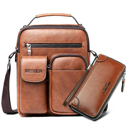 Cyflymder Men Shoulder Bag for 10.5" iPad Large Men Handbag PU Leather Man Shoulder Crossbody Bags Business Travel Man Messenger Bag Brown Gifts for Men