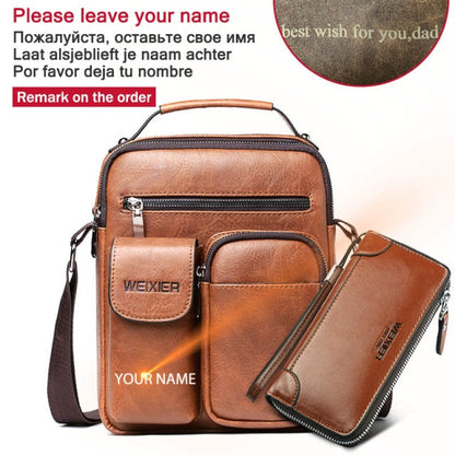 Cyflymder Men Shoulder Bag for 10.5" iPad Large Men Handbag PU Leather Man Shoulder Crossbody Bags Business Travel Man Messenger Bag Brown Gifts for Men