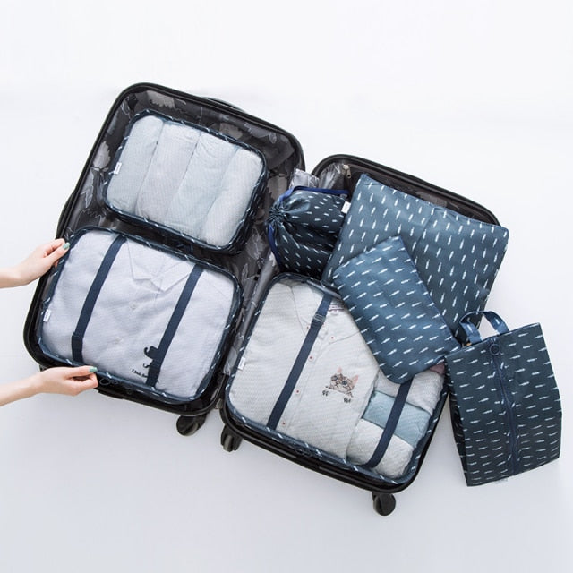 7PCS/Set Luggage Packing Travel Organizer Clothes Storage Waterproof Bags Mesh Bag In Pouch Packing CubeTravel Accessories