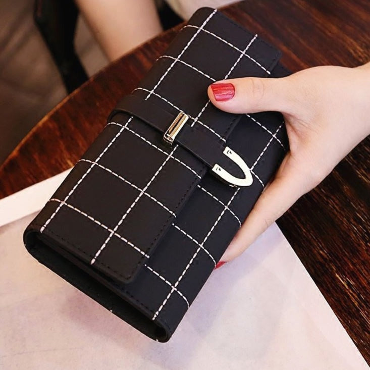 Realaiot Wallets Women Long Zipper Luxury Brand Leather Coin Purses Tassel Design Clutch lattice Female Money Bag Credit Card Holder