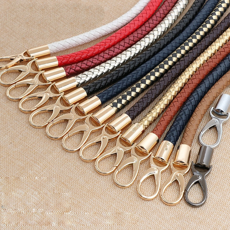 2pcs PU Leather Braided Rope Handles for Handbag Shoulder Bag Strap Handmade Bag DIY Accessories Alloy Metal Hook Buckle KZ0346