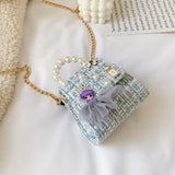 Realaiot Korean Style Women Mini Handbags Tote Cute Girls Princess Bow Messenger Bag Baby Girl Pearl Party Shoulder Hand Bags Gift