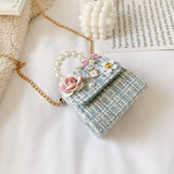 Realaiot Korean Style Women Mini Handbags Tote Cute Girls Princess Bow Messenger Bag Baby Girl Pearl Party Shoulder Hand Bags Gift