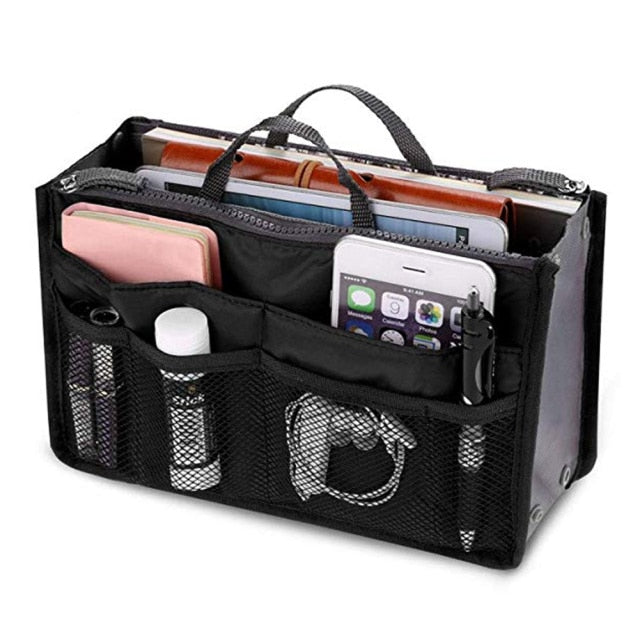 Cyflymder New Ladies Portable Organizer Bag Multifunction Travel Compartment Handbag Women Simple Zipper Storage Cosmetic Bag