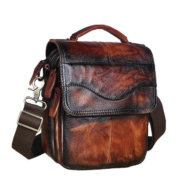 Cyflymder Quality Original Leather Male Casual Shoulder Messenger bag Cowhide Fashion Cross-body Bag 8" Pad Tote Mochila Satchel bag 144