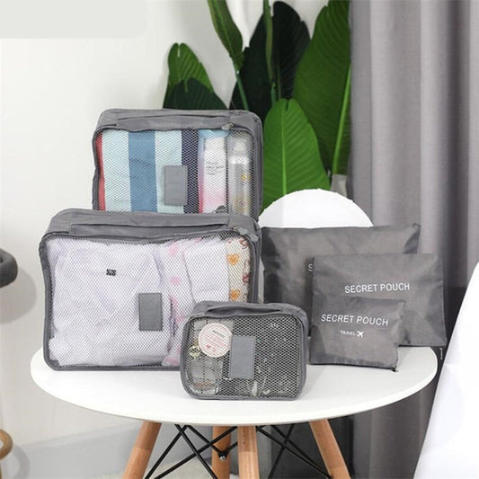 Realaiot 6 pcs Waterproof Travel Bags Clothes Luggage Organizer Cosmetics And Toiletries Storage Bag Suitcase Pouch Packing Cube Bags