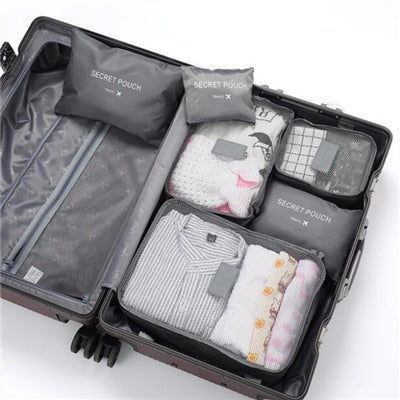 Realaiot 6 pcs Waterproof Travel Bags Clothes Luggage Organizer Cosmetics And Toiletries Storage Bag Suitcase Pouch Packing Cube Bags