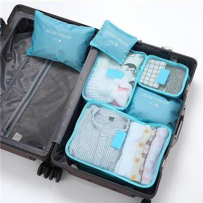 Realaiot 6 pcs Waterproof Travel Bags Clothes Luggage Organizer Cosmetics And Toiletries Storage Bag Suitcase Pouch Packing Cube Bags