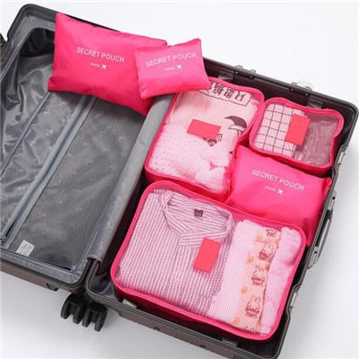 Realaiot 6 pcs Waterproof Travel Bags Clothes Luggage Organizer Cosmetics And Toiletries Storage Bag Suitcase Pouch Packing Cube Bags