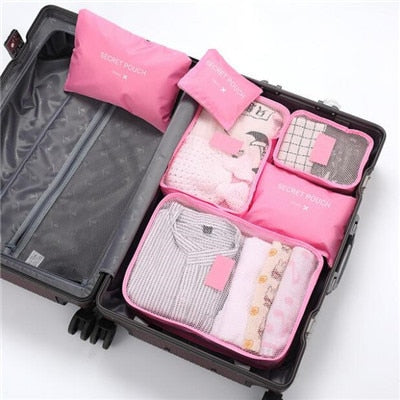 Realaiot 6 pcs Waterproof Travel Bags Clothes Luggage Organizer Cosmetics And Toiletries Storage Bag Suitcase Pouch Packing Cube Bags