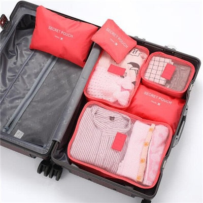 Realaiot 6 pcs Waterproof Travel Bags Clothes Luggage Organizer Cosmetics And Toiletries Storage Bag Suitcase Pouch Packing Cube Bags