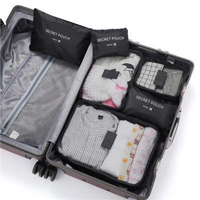 Realaiot 6 pcs Waterproof Travel Bags Clothes Luggage Organizer Cosmetics And Toiletries Storage Bag Suitcase Pouch Packing Cube Bags