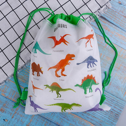 Realaiot 4styles Cartoon Dinosaur Drawstring Bags Kids Drawstring Backpack Children Clothings Organizer Pouch Laundry Bag School Backpack