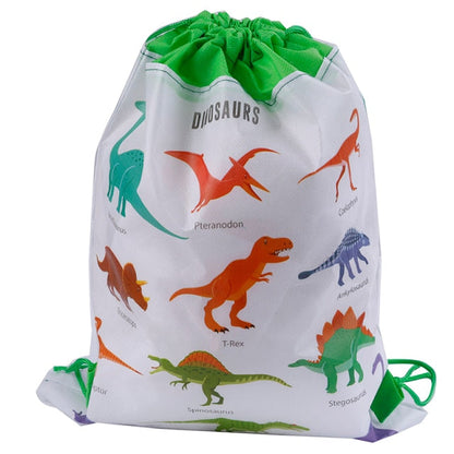 Realaiot 4styles Cartoon Dinosaur Drawstring Bags Kids Drawstring Backpack Children Clothings Organizer Pouch Laundry Bag School Backpack