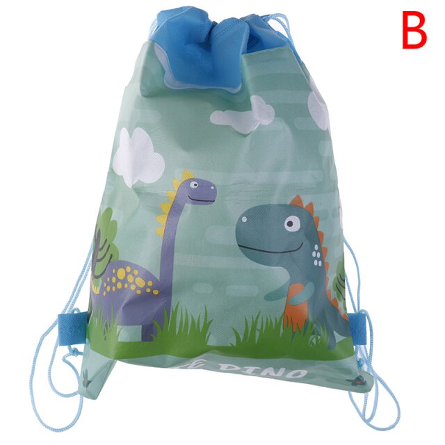 Realaiot 4styles Cartoon Dinosaur Drawstring Bags Kids Drawstring Backpack Children Clothings Organizer Pouch Laundry Bag School Backpack