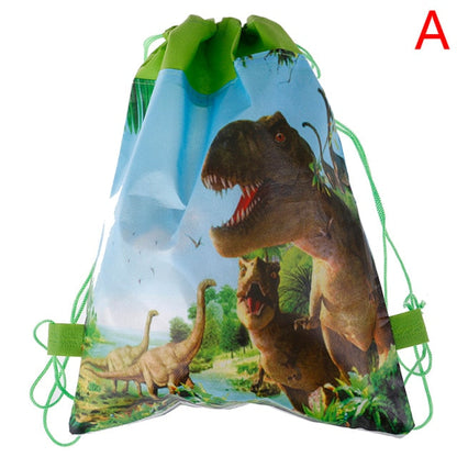 Realaiot 4styles Cartoon Dinosaur Drawstring Bags Kids Drawstring Backpack Children Clothings Organizer Pouch Laundry Bag School Backpack