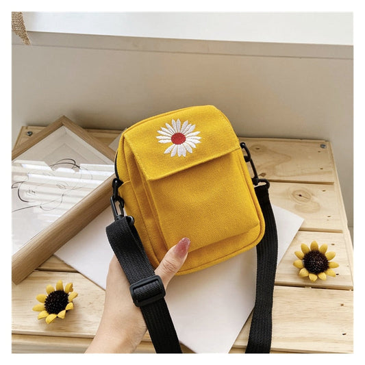 Realaiot Women Canvas  Crossbody bag for women mini small square bags Cute student New Korean version messenger  envelope phone wallet