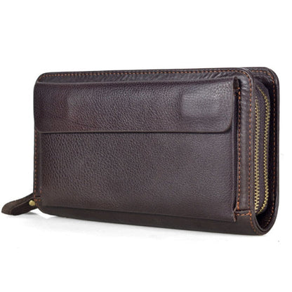 Business Genuine Leather Clutch Wallet Men Long Leather Phone Bag Purse Male  Large Size Handy Coin Wallet Card Holder Money Bag Gifts for Men