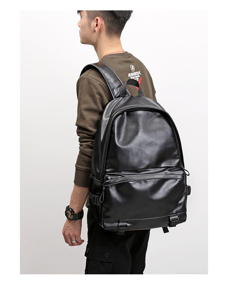 Cyflymder New Fashion Men Leather Backpack Black School Bags for Teenager Boys 15.6 Inch Laptop Backpacks Mochila Masculina High Quality