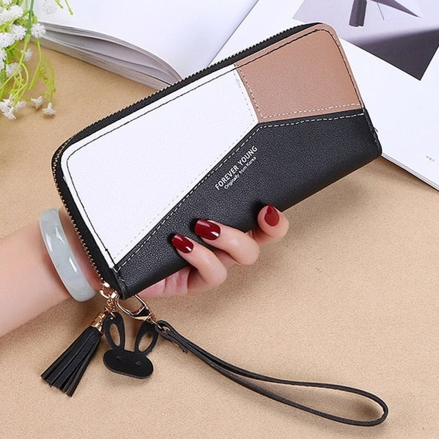 Realaiot Fashion Wallets Zipper Coin Purse Lady Long Short Purses Handbags Women Clutch Cards Holder PU Leather Moneybag Billfold Wallet