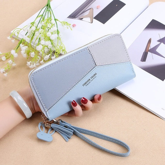 Realaiot Fashion Wallets Zipper Coin Purse Lady Long Short Purses Handbags Women Clutch Cards Holder PU Leather Moneybag Billfold Wallet