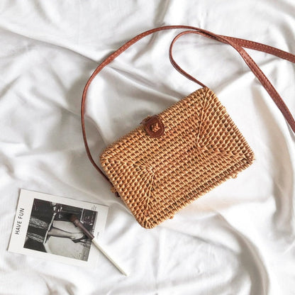 20x8cm Circle Handwoven Women Messenger Bags Round Retro Rattan Straw Beach Crossbody Bag good quality Bolsa Masculina