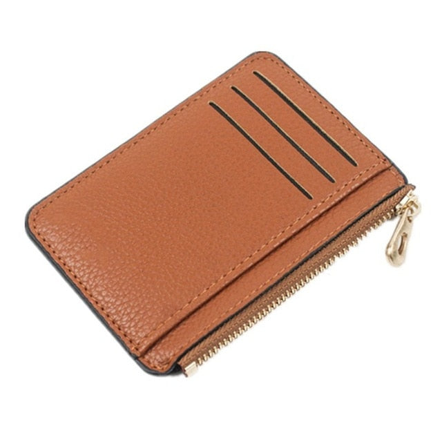 Realaiot Slim Wallet Purse PU Leather Women Men Card Holder Unisex Zipper Business Card Case Credit Mini Bank Cards Holder Gift Wallet