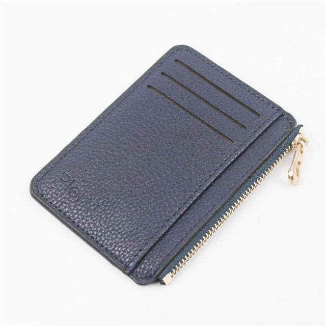 Realaiot Slim Wallet Purse PU Leather Women Men Card Holder Unisex Zipper Business Card Case Credit Mini Bank Cards Holder Gift Wallet