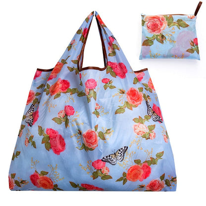 BIG Eco-Friendly Folding Shopping Bag Reusable Portable Shoulder Handbag for Travel Grocery Fashion Pocket Tote