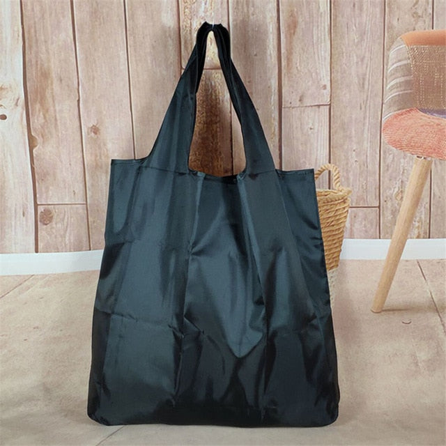 BIG Eco-Friendly Folding Shopping Bag Reusable Portable Shoulder Handbag for Travel Grocery Fashion Pocket Tote