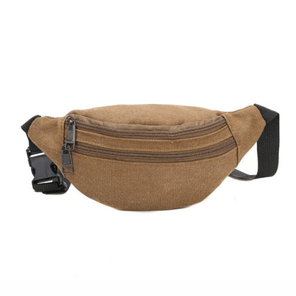 Casual Canvas Waist Bag Unisex Functional Waist Bag Mobile Phone Bag Men and Women Convenient Belt Banana Bag Fanny Pack Men