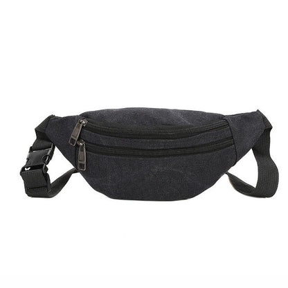 Casual Canvas Waist Bag Unisex Functional Waist Bag Mobile Phone Bag Men and Women Convenient Belt Banana Bag Fanny Pack Men