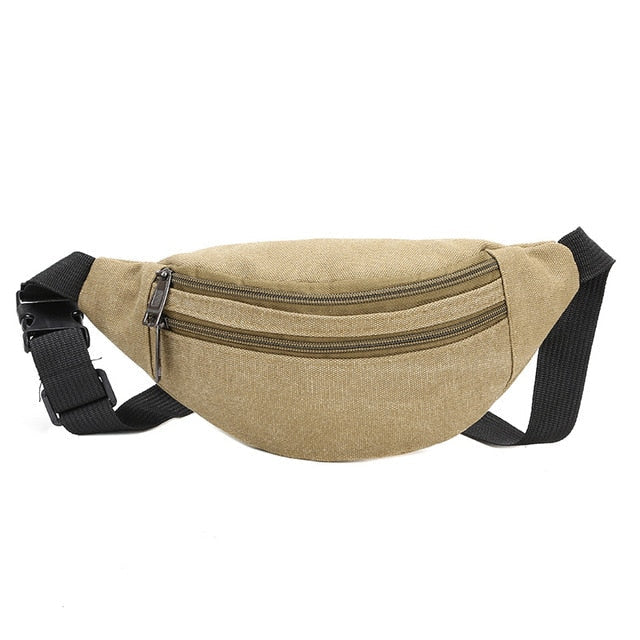 Casual Canvas Waist Bag Unisex Functional Waist Bag Mobile Phone Bag Men and Women Convenient Belt Banana Bag Fanny Pack Men