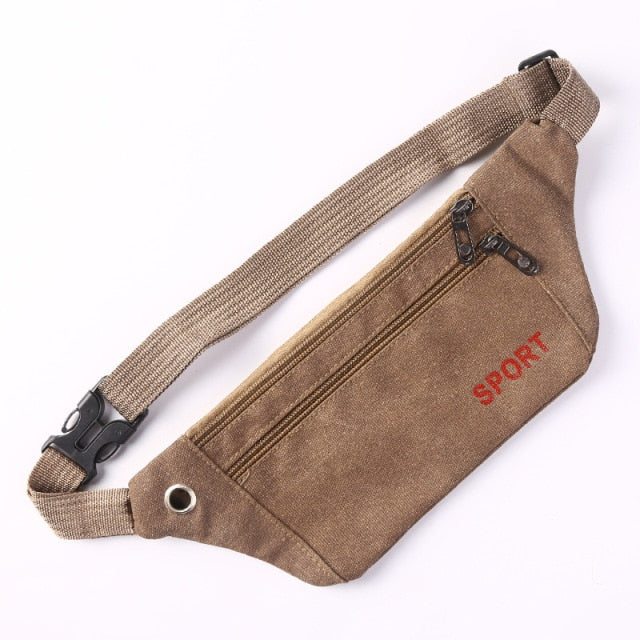 Casual Canvas Waist Bag Unisex Functional Waist Bag Mobile Phone Bag Men and Women Convenient Belt Banana Bag Fanny Pack Men