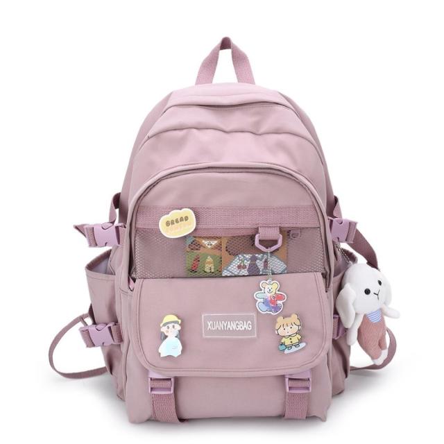 Realaiot Kawaii Women Backpack for Girl School Bag Waterproof Travel Mochila Fashion Female College Bookbag Black Nylon Rucksack