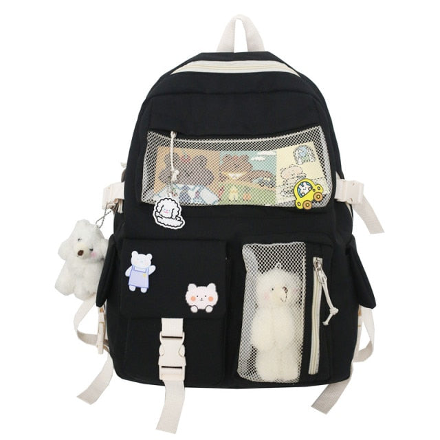 Cyflymder New Buckle Badge Women Backpack Candy Color Fashion Cute Schoolbag Shoulder Student Bag Teenage Girls College Backpack