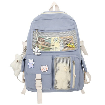 Cyflymder New Buckle Badge Women Backpack Candy Color Fashion Cute Schoolbag Shoulder Student Bag Teenage Girls College Backpack