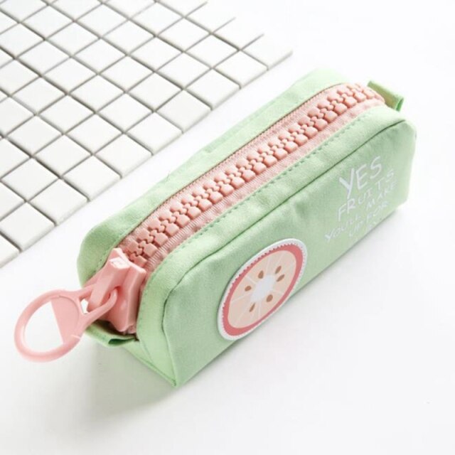 Realaiot Big Zipper Pencil Case School Pencil Case for Girls Boys Student Stationery Canvas Fruit Pencil Bag Cute Pen Box School Supplies