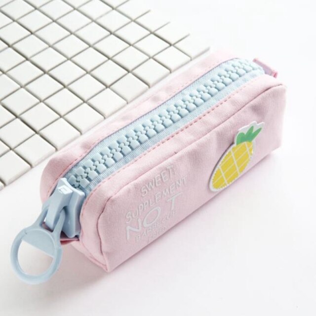 Realaiot Big Zipper Pencil Case School Pencil Case for Girls Boys Student Stationery Canvas Fruit Pencil Bag Cute Pen Box School Supplies