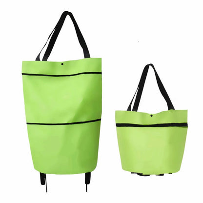 Realaiot Folding Shopping Pull Cart Trolley Bag With Wheels Foldable Shopping Bags  Reusable Grocery Bags Food Organizer Vegetables Bag