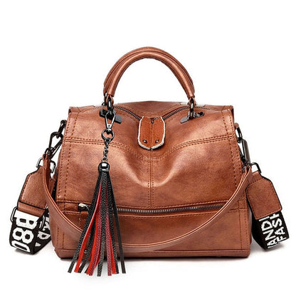 Realaiot Fashion Tassel Women Handbag Leather Women Shoulder Bags Famous Brand Designer Women Bags Ladies Casual Crossbody Bags New