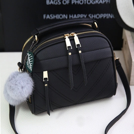 Cyflymder PU Leather Handbag For Women Girl Fashion Tassel Messenger Bags With Ball Bolsa Female Shoulder Bags Ladies Party Crossby Bag