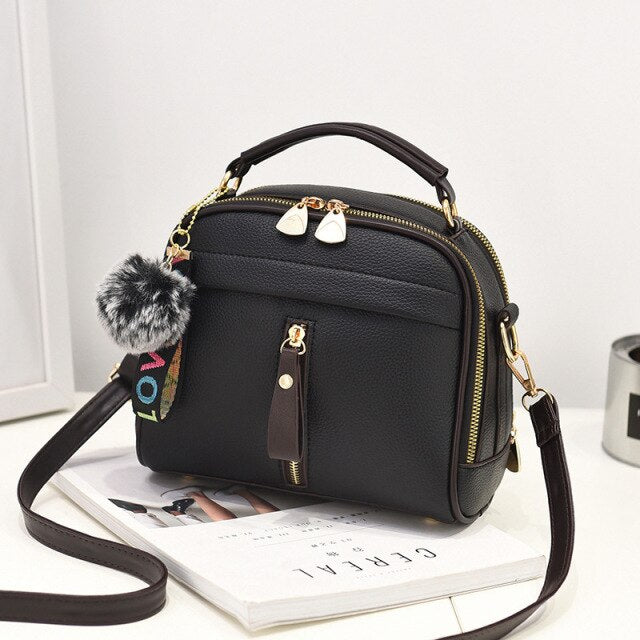 Cyflymder PU Leather Handbag For Women Girl Fashion Tassel Messenger Bags With Ball Bolsa Female Shoulder Bags Ladies Party Crossby Bag