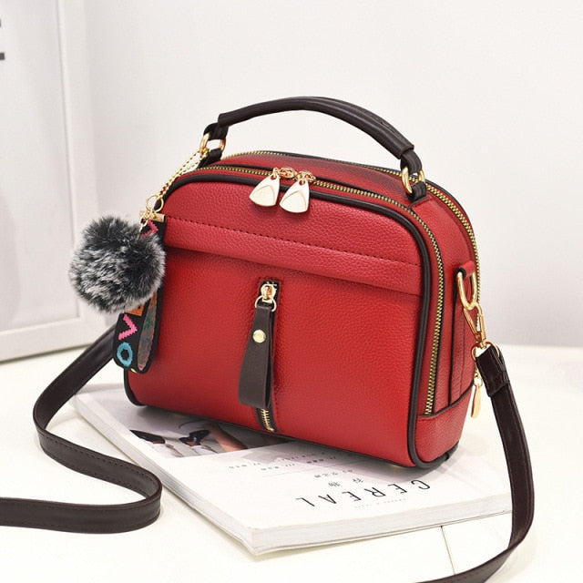 Cyflymder PU Leather Handbag For Women Girl Fashion Tassel Messenger Bags With Ball Bolsa Female Shoulder Bags Ladies Party Crossby Bag