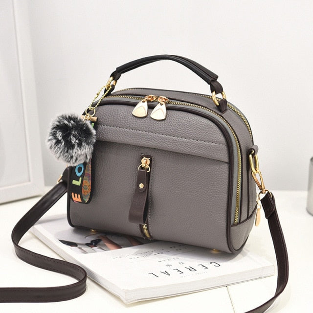 Cyflymder PU Leather Handbag For Women Girl Fashion Tassel Messenger Bags With Ball Bolsa Female Shoulder Bags Ladies Party Crossby Bag