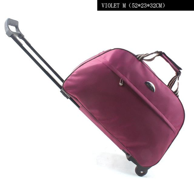 Cyflymder New Women Men travel bag on wheels Rolling luggage bag Trolley Duffle Carry-On bag with Pull rod